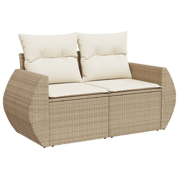 vidaXL Garden Sofa Set Beige PE Rattan Large Seats Many