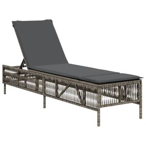 vidaXL Sun Lounger Grey PE Rattan 77.9 x 21.7 x 37.8 in