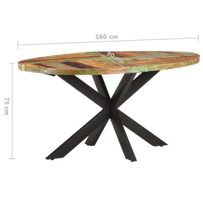 vidaXL Dining Table 63"x35.4"x29.5" Solid Reclaimed Wood