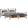 vidaXL Bed Frame Smoked oak Steel, Engineered wood Double Bed Frame