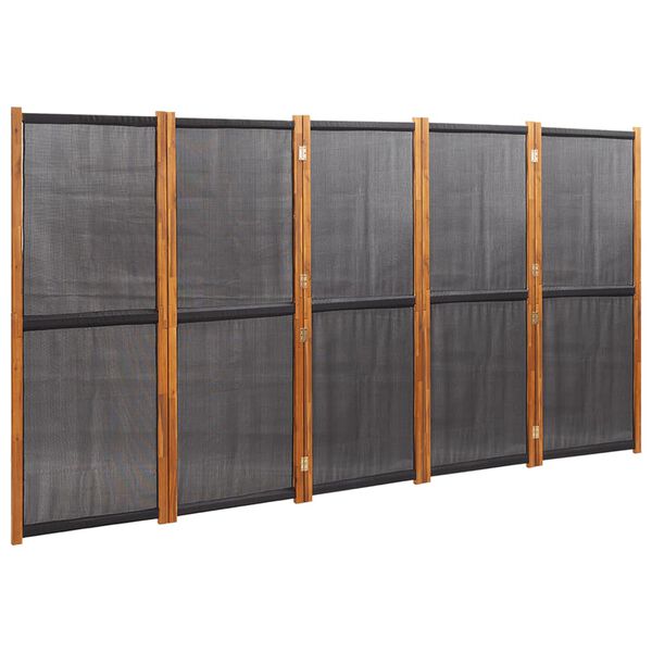 vidaXL 5-Panel Room Divider Black 137.8"x70.9"