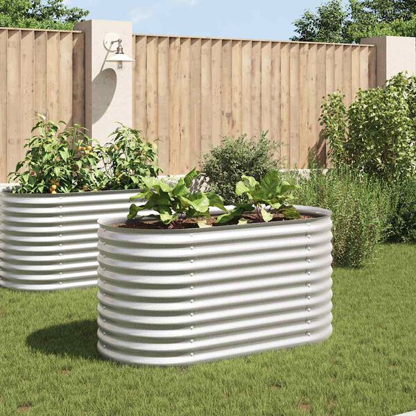 vidaXL Garden Raised Bed Silver Galvanized Steel 63.0x31.5x31.9 in