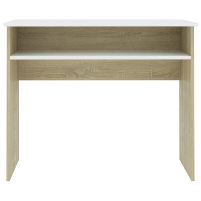 vidaXL Desk White and Sonoma Oak 35.4"x19.7"x29.1" Engineered Wood