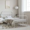 vidaXL Bed Frame White Powder-Coated Steel Single Bed Frame