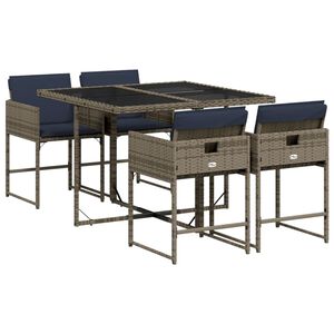 vidaXL Garden Dining Set Grey, Brown, Navy Blue