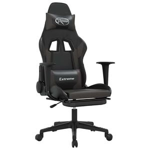 vidaXL Gaming Chair Black and gray Faux leather, metal, plywood, foam