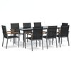 vidaXL 9 Piece Patio Dining Set Black Textilene and Steel
