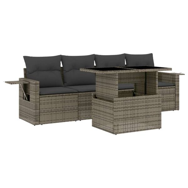 vidaXL Garden Sofa Set Grey, Dark grey