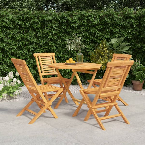 vidaXL Garden Dining Set Natural Teak Solid teak wood Medium Foldable