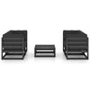 vidaXL Garden Lounge Set Black Solid Pine Wood, Fabric (100% Polyester)