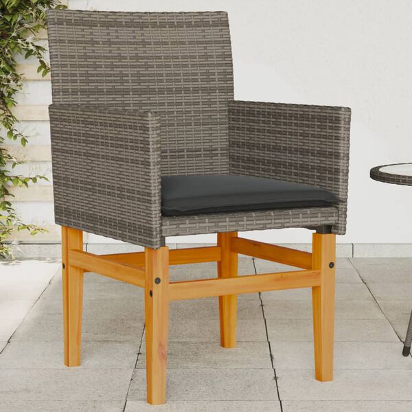 vidaXL Garden Chair Grey PE rattan Standard UV-resistant materials