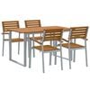 vidaXL Garden Dining Set 5 pcs Gray and brown solid acacia wood