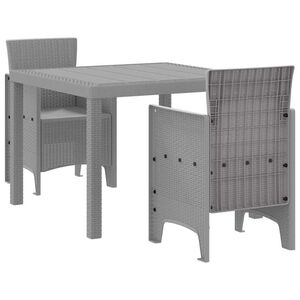 vidaXL Garden Dining Set 3 pcs Light Grey Polt rattan
