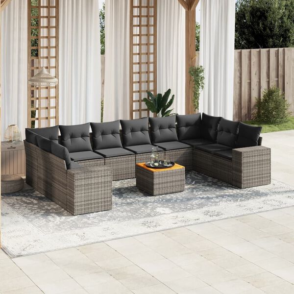 vidaXL Garden Sofa Set Grey, Dark Grey
