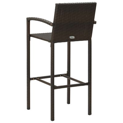 vidaXL 3 Piece Patio Bar Set Poly Rattan Brown