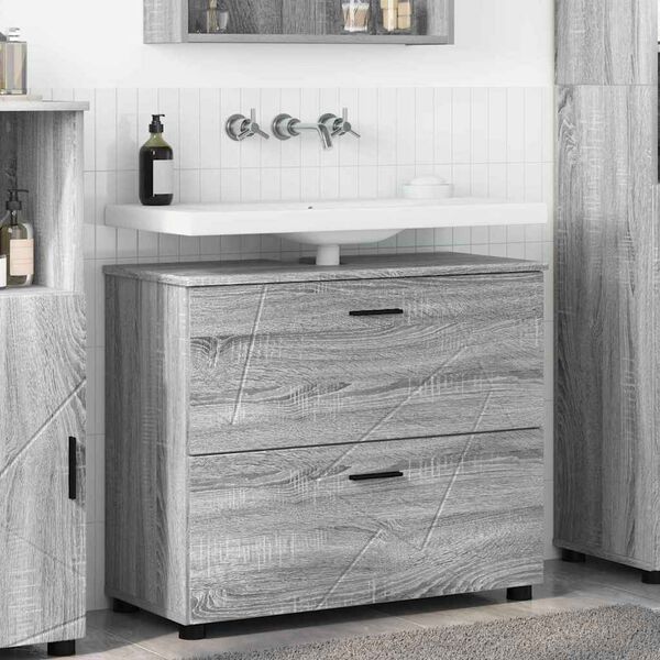vidaXL Bathroom Cabinet with Door Grey Sonoma 30.12 x 13.78 x 25.20 in