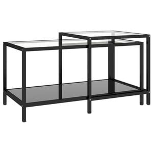 vidaXL Tea Table Set of 2 Black Tempered glass, powder-coated steel