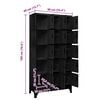vidaXL Locker Cabinet Black Steel Large Locker Cabinet Rectangular