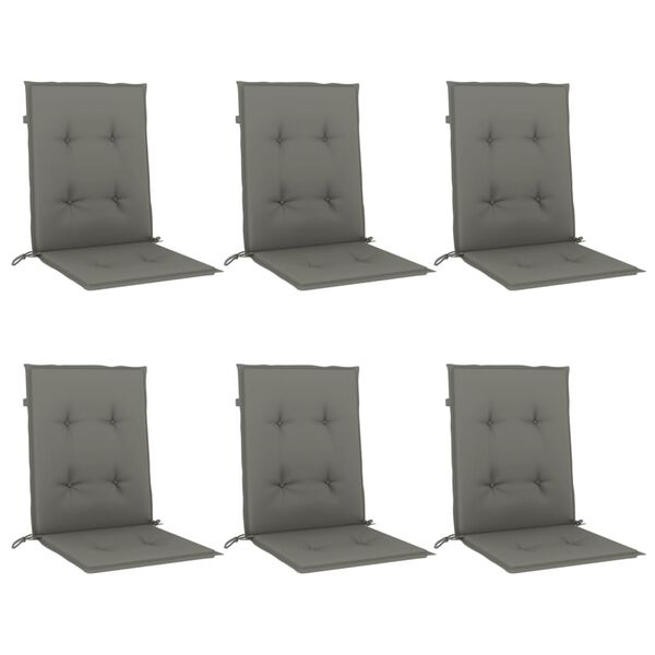 vidaXL Lowback Chair Cushion Set of 6 Melange dark grey