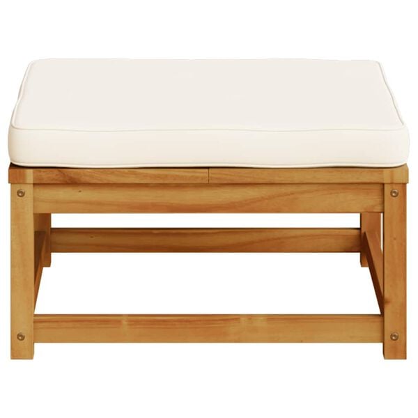 vidaXL Garden Footstool Cream White Solid Acacia wood, 100% polyester