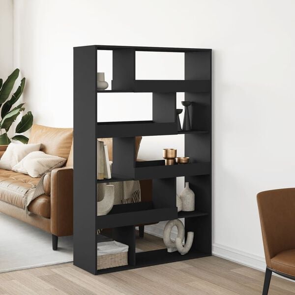 vidaXL Room Divider Black Engineered Wood Large Room Divider