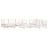 vidaXL Garden Lounge Set White Solid pine wood, Plywood 7 Piece Modular