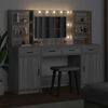 vidaXL Dressing Table Set with LED 3 pcs Grey Sonoma Engineered Wood