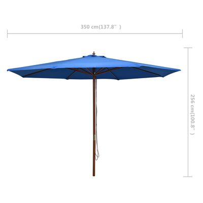 vidaXL Outdoor Parasol with Wooden Pole 137.8" Blue