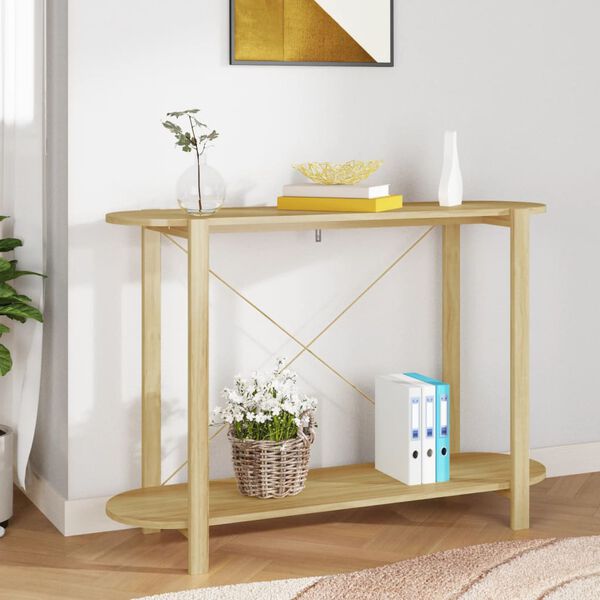 vidaXL Console Table White Engineered wood, Solid Pine wood, Metal