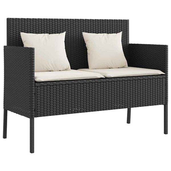 vidaXL Garden Bench Black PE Rattan Medium UV-resistant materials