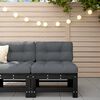 vidaXL Garden Middle Sofa Black Solid Pine Wood Standard Modular