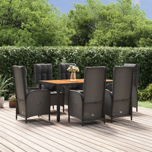 vidaXL Garden Dining Set Black