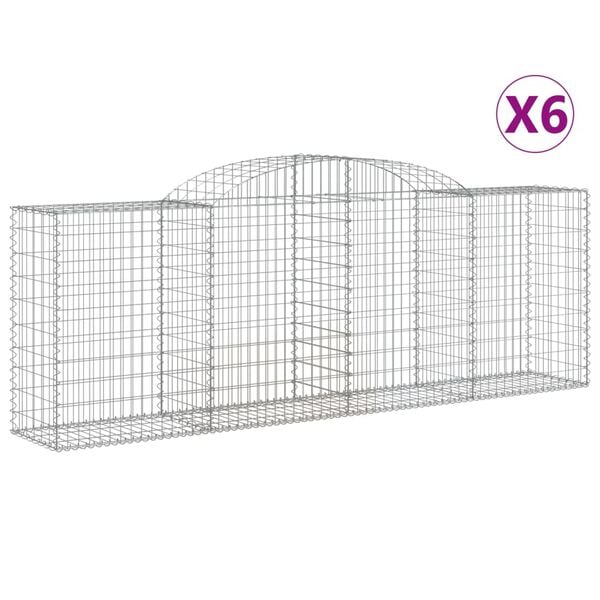 vidaXL Gabion Basket Set of 6 Silver Galvanized iron Large Durable