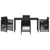 vidaXL Garden Dining Set 5 pcs Black Poly rattan
