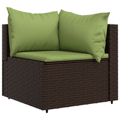 vidaXL 3 Piece Patio Lounge Set with Cushions Brown Poly Rattan