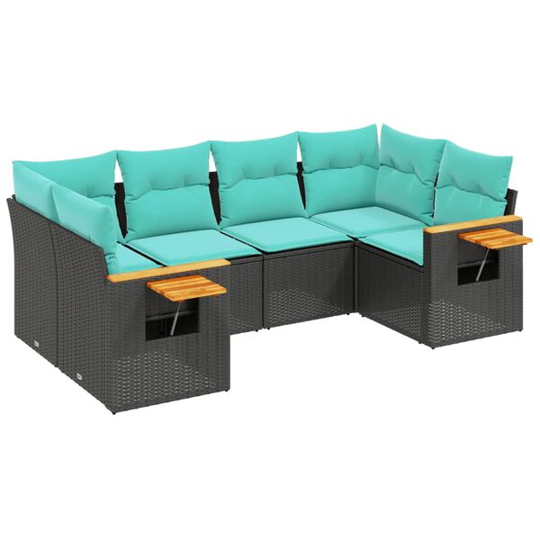 vidaXL Patio Sofa Set Black, Blue (Cushions)