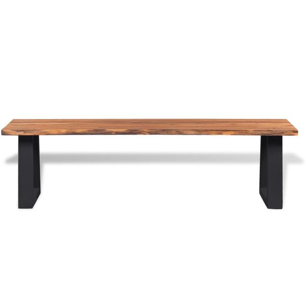 vidaXL Bench Brown and black Solid acacia wood with powder-coated metal