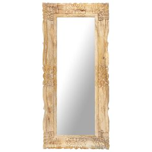 vidaXL Mirror Natural wood Solid mango wood 43.3x19.7 in