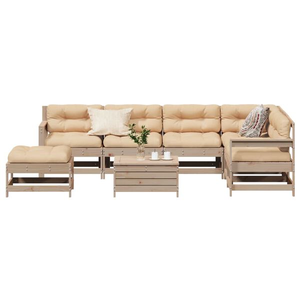 vidaXL 8 Piece Patio Lounge Set with Cushions Solid Wood Pine