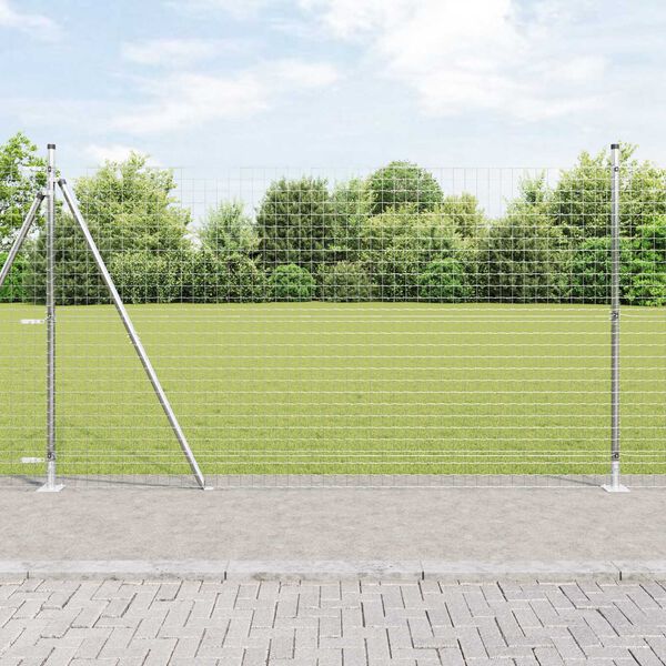 vidaXL Fence Posts Manual 7 pcs Silver Ø32mm 170 cm Galvanized steel