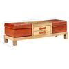 vidaXL Storage Bench Solid Mango Wood Real Leather 47.2"x14.2"x14.2"