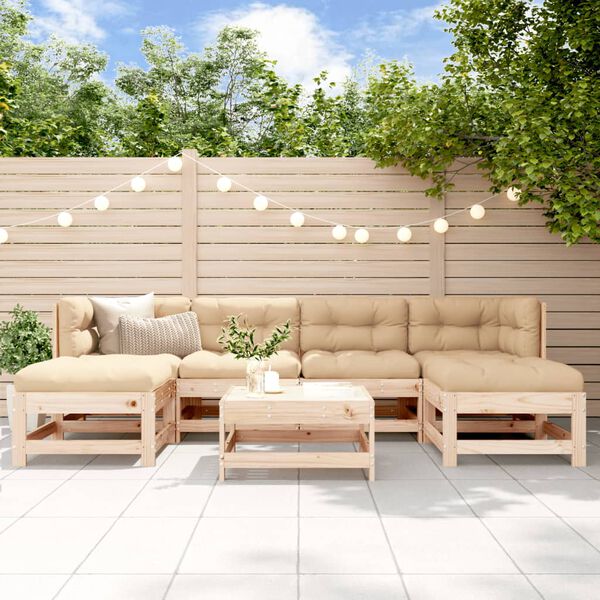 vidaXL Garden Lounge Set Natural Pine Solid Pine Wood Large Modular