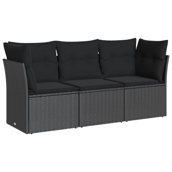 vidaXL Garden Sofa Set Black PE rattan Medium Modular