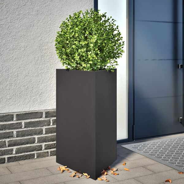 vidaXL Garden Planter Black Steel 19.7 x 16.9 x 29.5 in Durable
