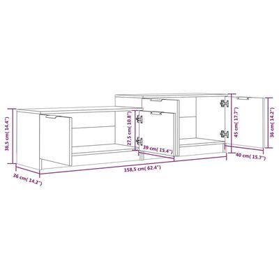 vidaXL TV Cabinet Gray Sonoma 62.4"x14.2"x17.7" Engineered Wood