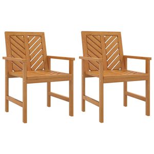 vidaXL Garden Dining Chair Set of 2 Natural Acacia Solid Acacia Wood