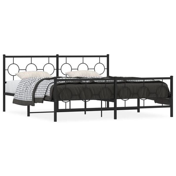vidaXL Bed Frame Black Steel Super King Bed Frame Rectangular