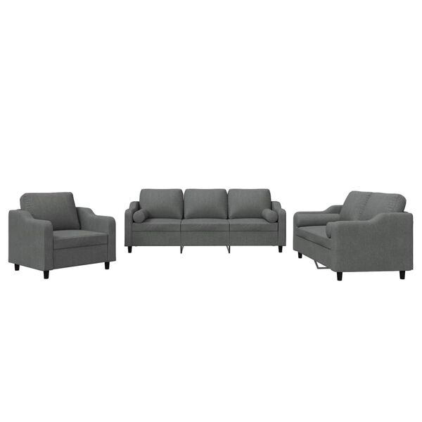 vidaXL Sofa Set Dark grey Fabric (100% polyester), metal, textilene, plywood