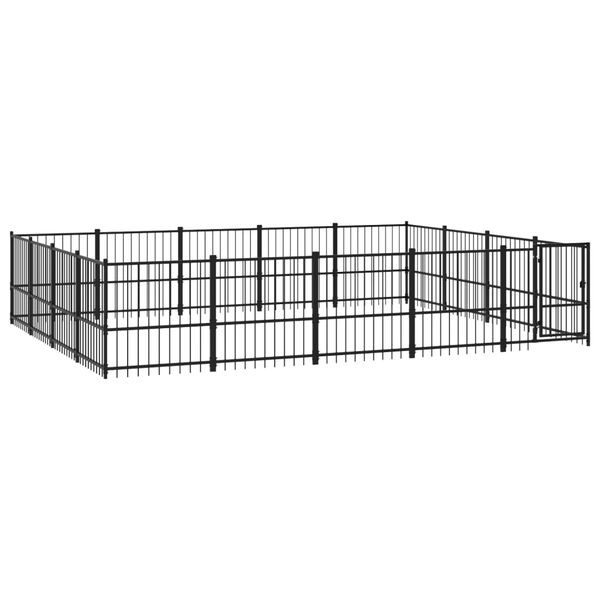vidaXL Dog Kennel Black Powder-coated steel Extra Large Sturdy