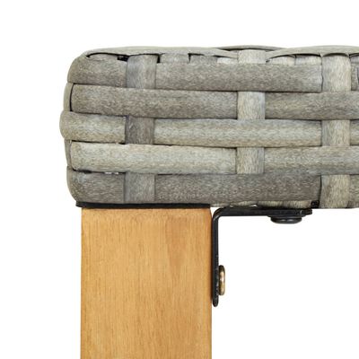 vidaXL Patio Bench 47.2" Gray Poly Rattan and Solid Acacia Wood